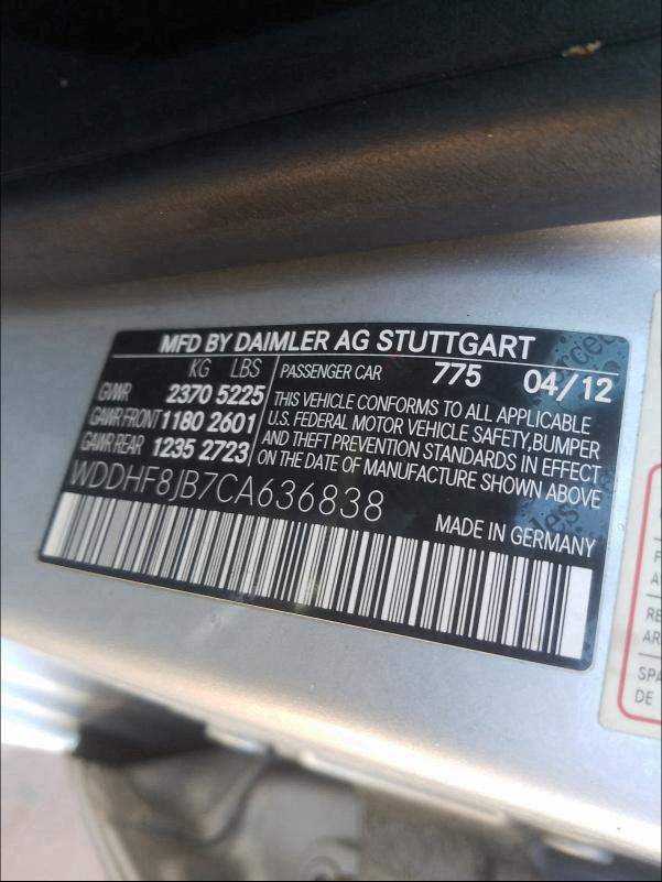 Photo 9 VIN: WDDHF8JB7CA636838 - MERCEDES-BENZ E 350 4MAT 