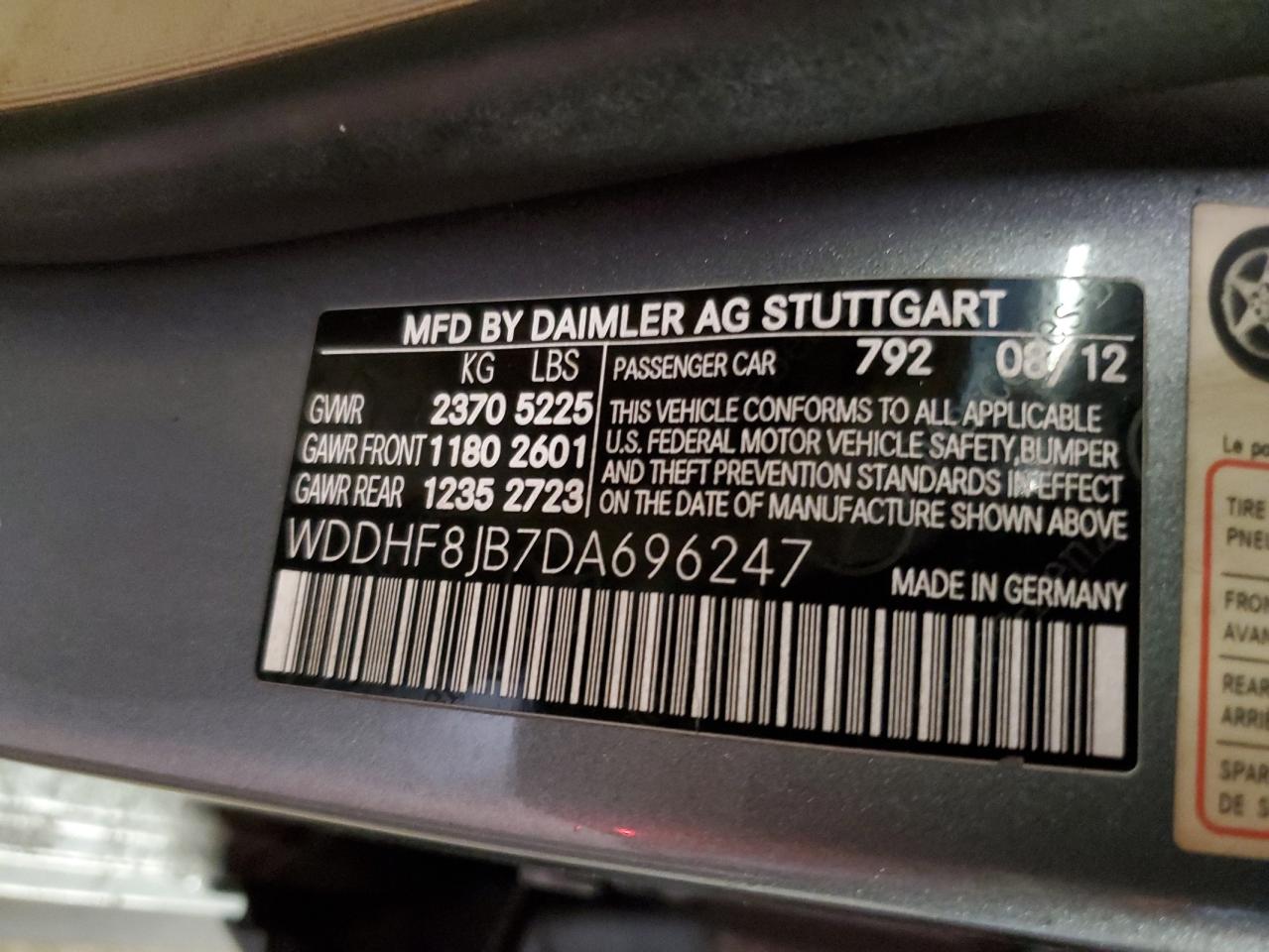 Photo 12 VIN: WDDHF8JB7DA696247 - MERCEDES-BENZ E-KLASSE 