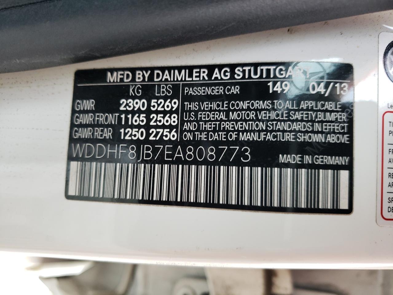 Photo 12 VIN: WDDHF8JB7EA808773 - MERCEDES-BENZ E-KLASSE 