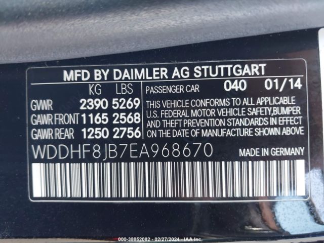 Photo 8 VIN: WDDHF8JB7EA968670 - MERCEDES-BENZ E 350 