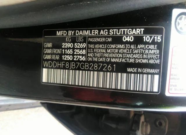 Photo 8 VIN: WDDHF8JB7GB287261 - MERCEDES-BENZ E-CLASS 