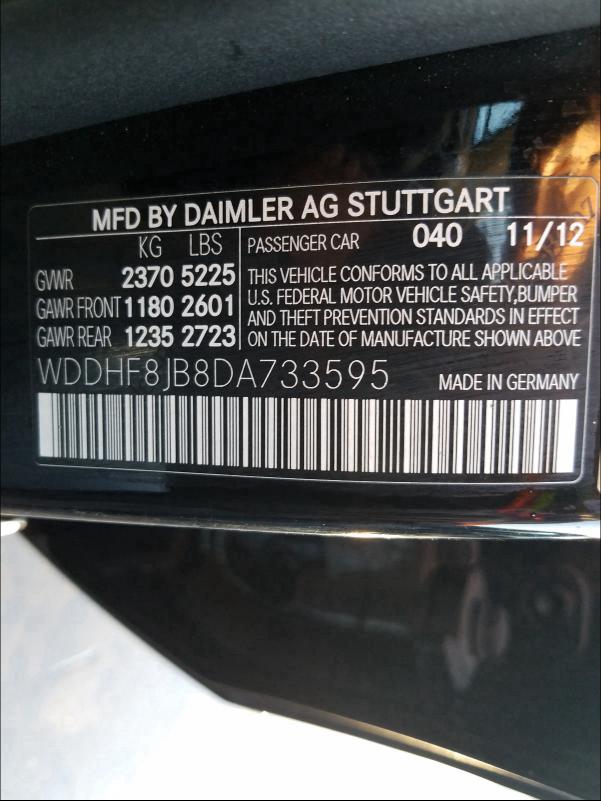 Photo 9 VIN: WDDHF8JB8DA733595 - MERCEDES-BENZ E 350 4MAT 