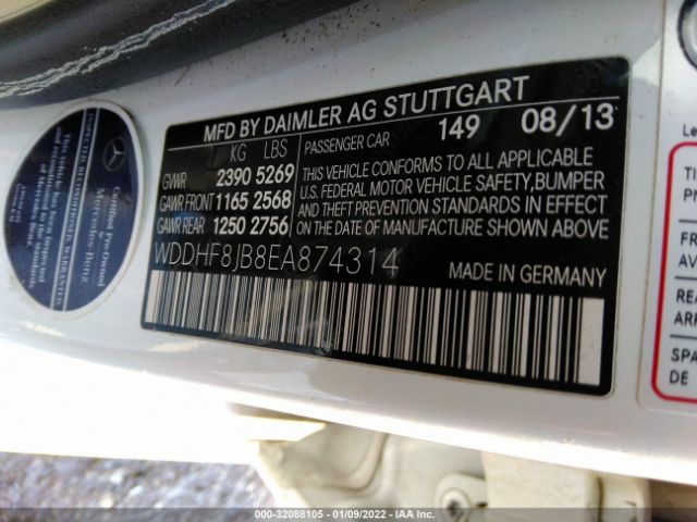 Photo 8 VIN: WDDHF8JB8EA874314 - MERCEDES-BENZ E-CLASS 