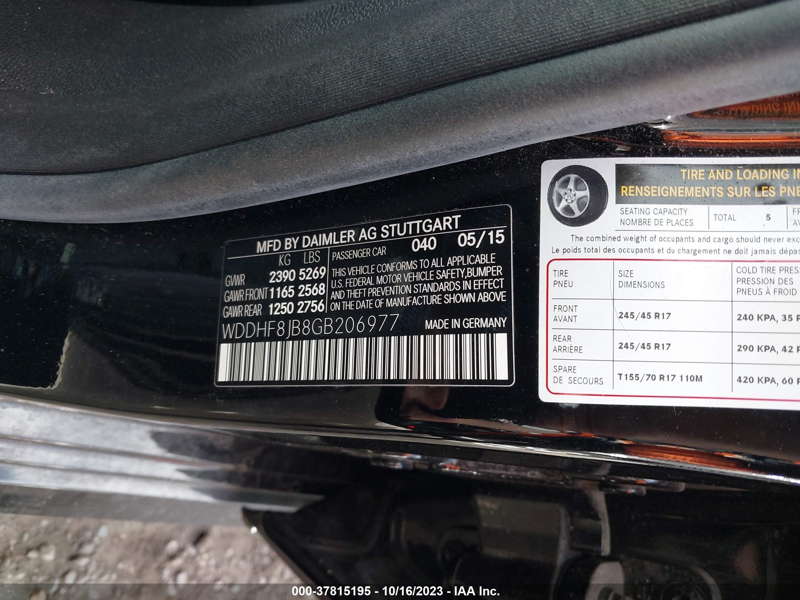 Photo 8 VIN: WDDHF8JB8GB206977 - MERCEDES-BENZ E-KLASSE 