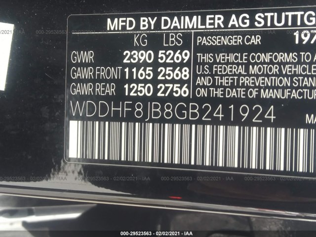 Photo 8 VIN: WDDHF8JB8GB241924 - MERCEDES-BENZ E-CLASS 