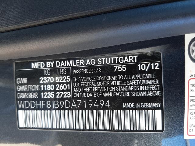 Photo 9 VIN: WDDHF8JB9DA719494 - MERCEDES-BENZ E 350 4MAT 