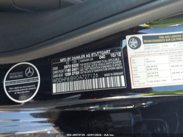 Photo 8 VIN: WDDHF8JB9DA727126 - MERCEDES-BENZ E 350 