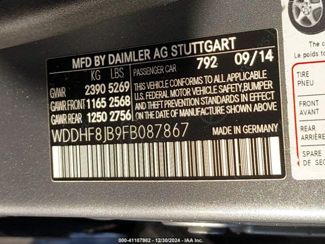 Photo 8 VIN: WDDHF8JB9FB087867 - MERCEDES-BENZ E-CLASS 