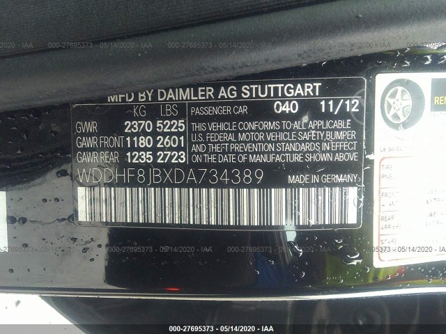 Photo 8 VIN: WDDHF8JBXDA734389 - MERCEDES-BENZ E-CLASS 