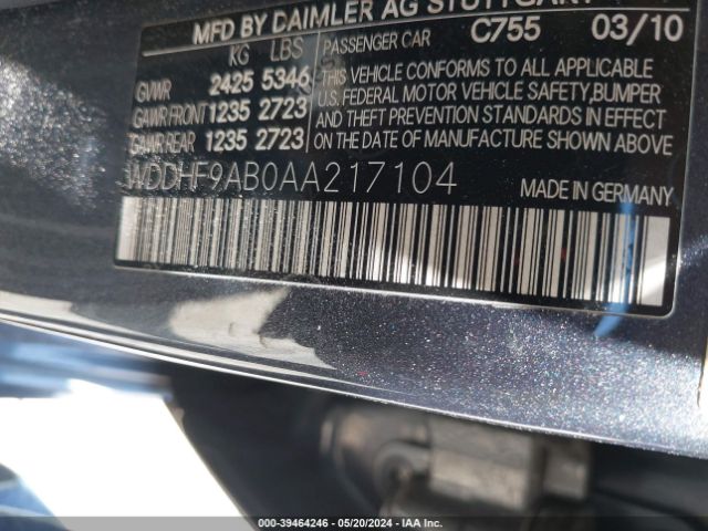 Photo 8 VIN: WDDHF9AB0AA217104 - MERCEDES-BENZ E 550 