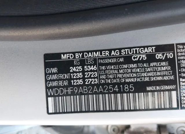 Photo 8 VIN: WDDHF9AB2AA254185 - MERCEDES-BENZ E 550 