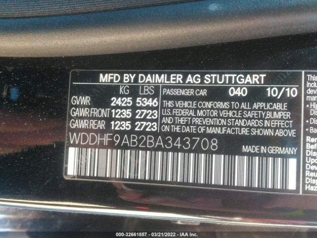 Photo 8 VIN: WDDHF9AB2BA343708 - MERCEDES-BENZ E-CLASS 