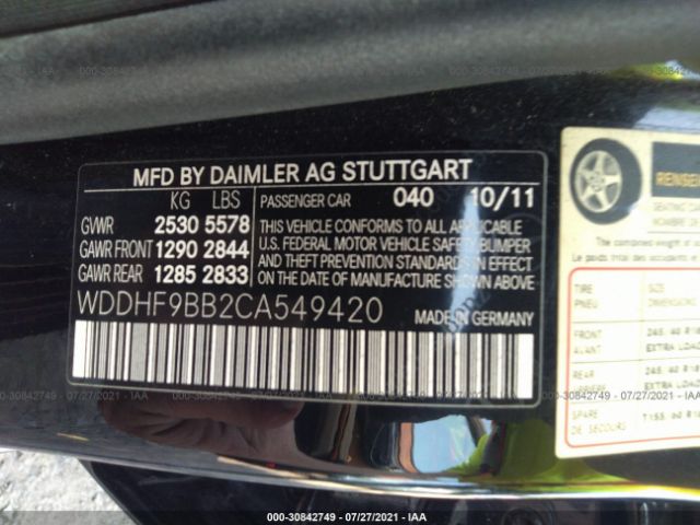 Photo 8 VIN: WDDHF9BB2CA549420 - MERCEDES-BENZ E-CLASS 