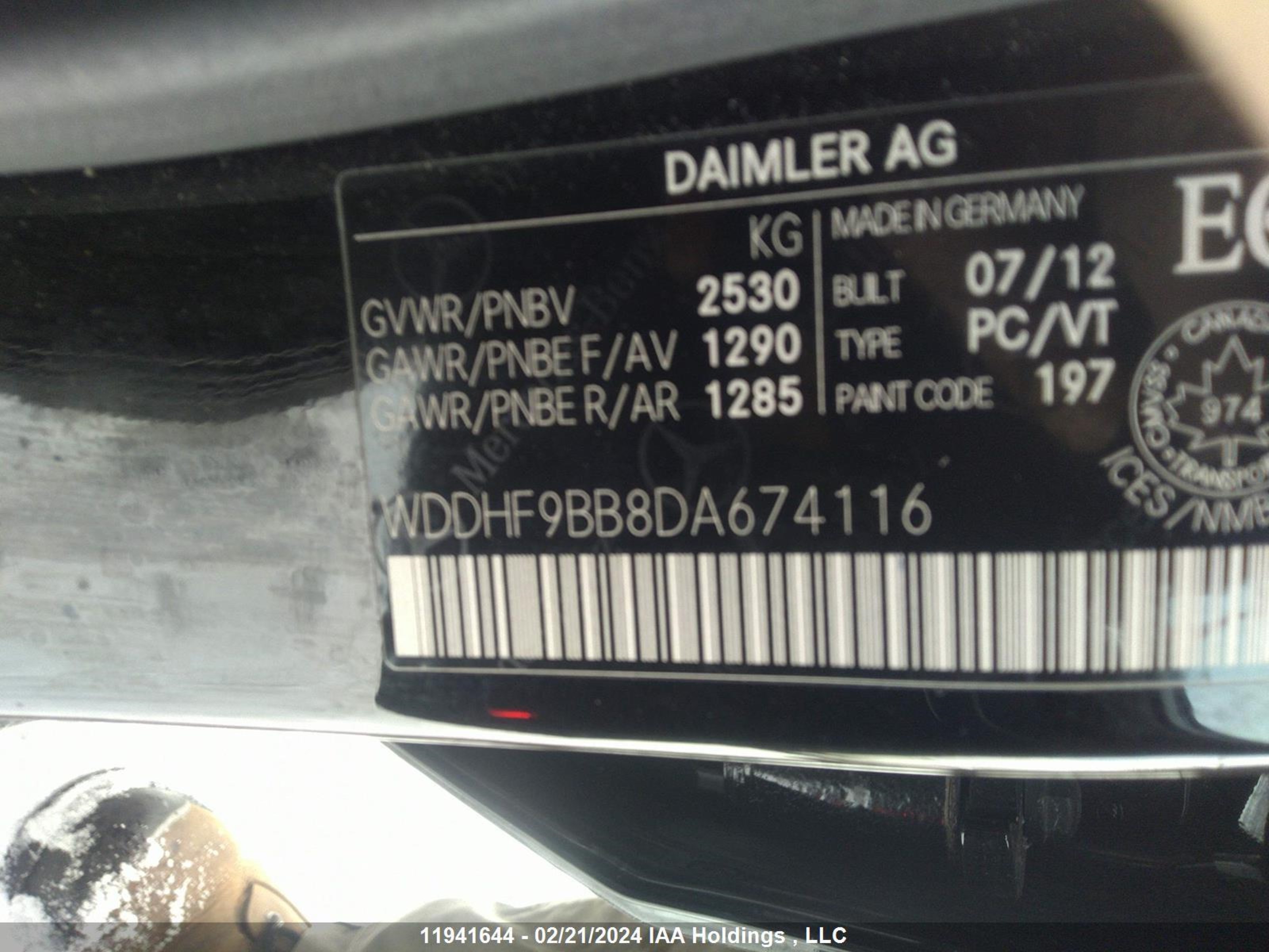 Photo 8 VIN: WDDHF9BB8DA674116 - MERCEDES-BENZ E-KLASSE 