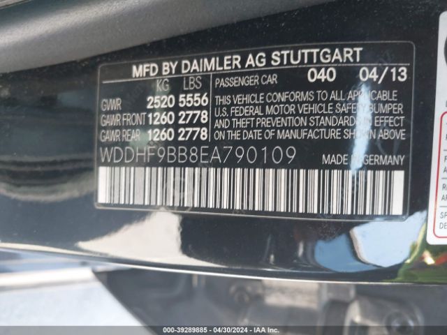 Photo 8 VIN: WDDHF9BB8EA790109 - MERCEDES-BENZ E-CLASS 