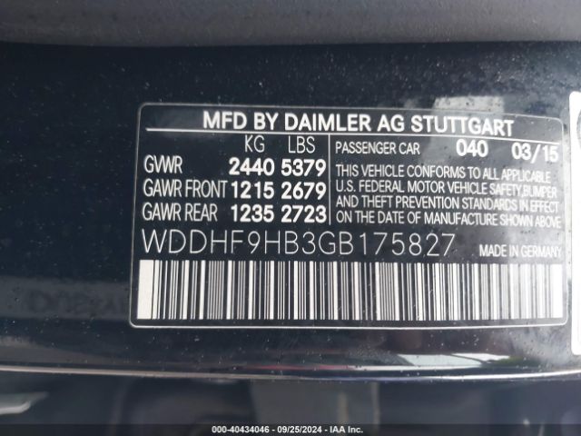 Photo 8 VIN: WDDHF9HB3GB175827 - MERCEDES-BENZ E-CLASS 