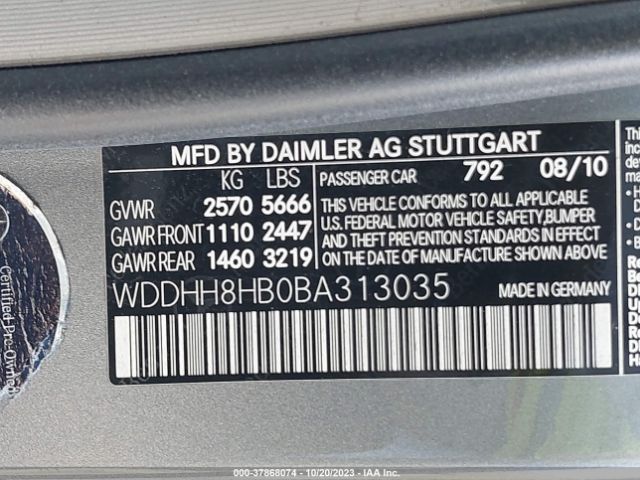 Photo 8 VIN: WDDHH8HB0BA313035 - MERCEDES-BENZ E-CLASS 