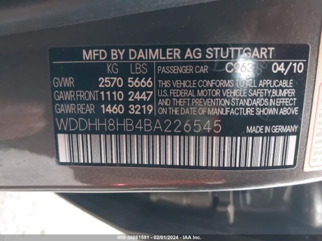 Photo 8 VIN: WDDHH8HB4BA226545 - MERCEDES-BENZ E 350 