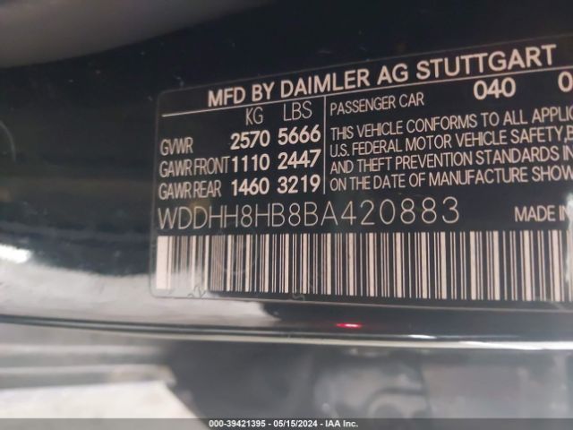 Photo 8 VIN: WDDHH8HB8BA420883 - MERCEDES-BENZ E 350 