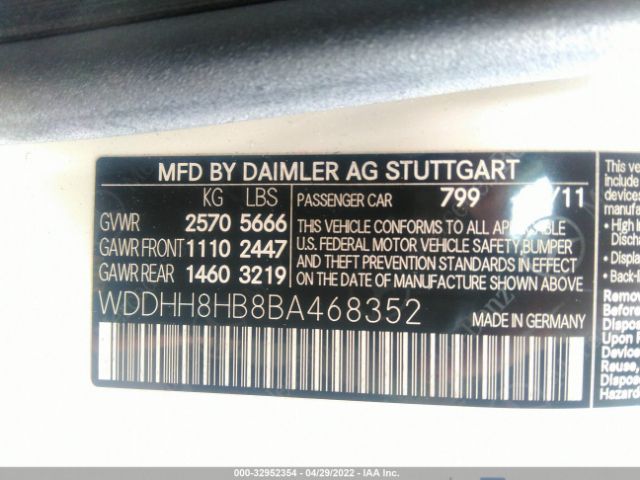 Photo 8 VIN: WDDHH8HB8BA468352 - MERCEDES-BENZ E-CLASS 