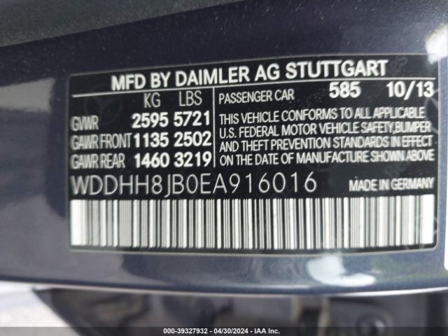 Photo 8 VIN: WDDHH8JB0EA916016 - MERCEDES-BENZ E 350 