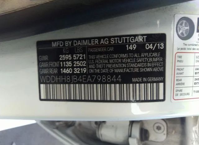 Photo 8 VIN: WDDHH8JB4EA798844 - MERCEDES-BENZ E-CLASS 