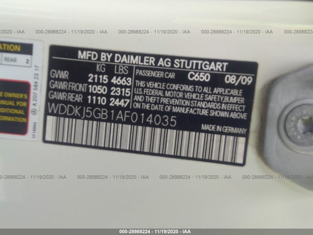 Photo 8 VIN: WDDKJ5GB1AF014035 - MERCEDES-BENZ E-CLASS 