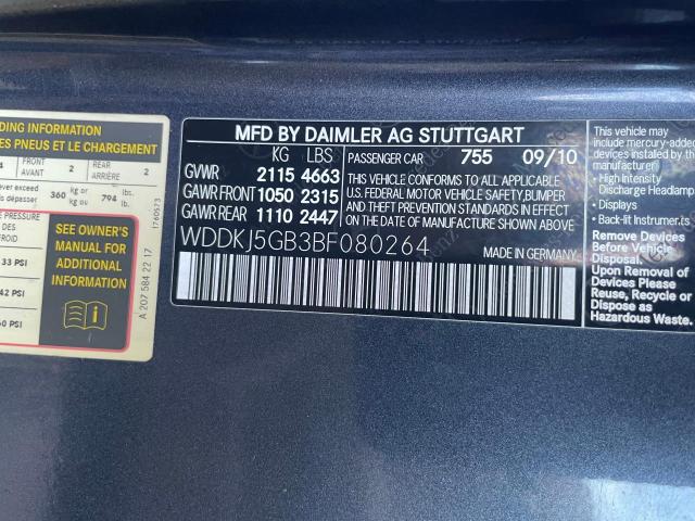 Photo 9 VIN: WDDKJ5GB3BF080264 - MERCEDES-BENZ E-CLASS 