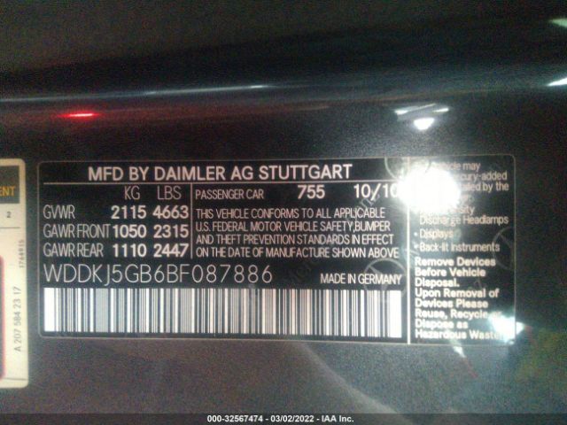 Photo 8 VIN: WDDKJ5GB6BF087886 - MERCEDES-BENZ E-CLASS 