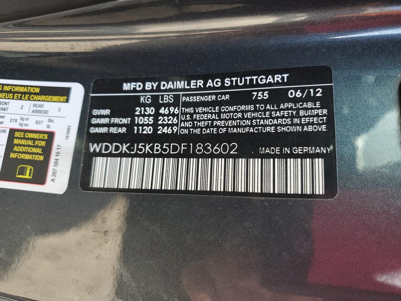 Photo 12 VIN: WDDKJ5KB5DF183602 - MERCEDES-BENZ E-KLASSE 