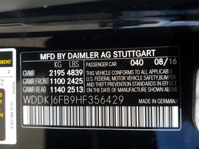 Photo 9 VIN: WDDKJ6FB9HF356429 - MERCEDES-BENZ E 400 