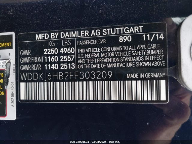 Photo 8 VIN: WDDKJ6HB2FF303209 - MERCEDES-BENZ E 400 