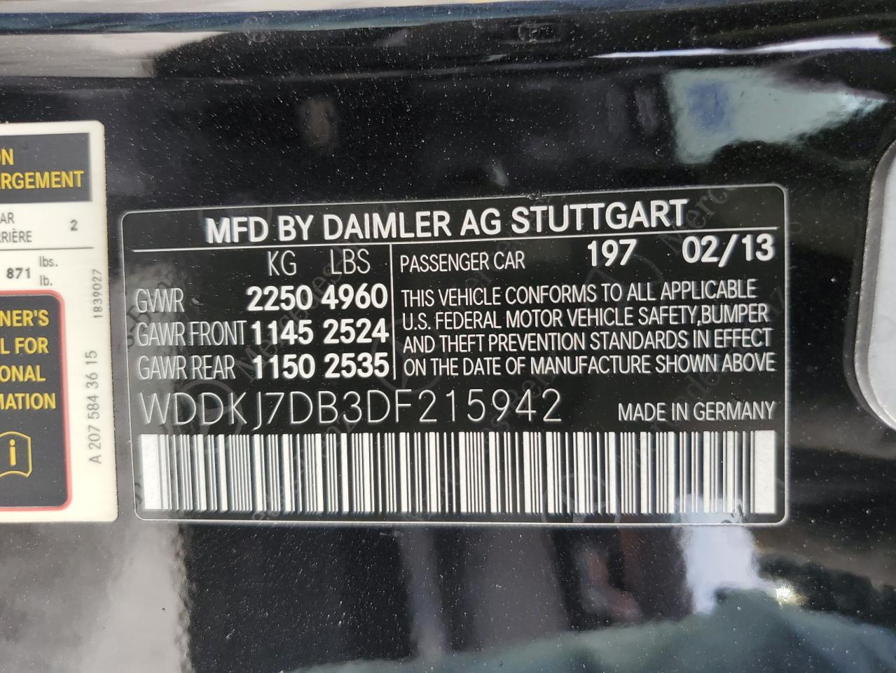 Photo 11 VIN: WDDKJ7DB3DF215942 - MERCEDES-BENZ E-KLASSE 