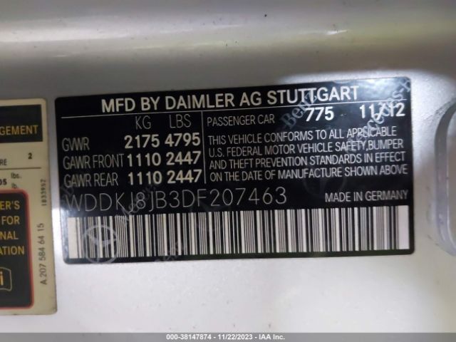 Photo 8 VIN: WDDKJ8JB3DF207463 - MERCEDES-BENZ E 350 