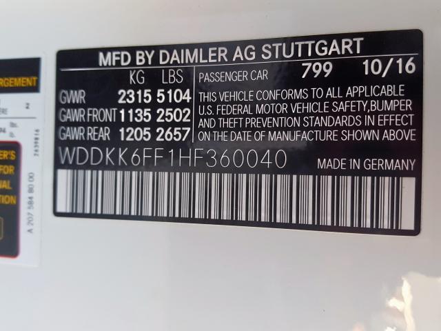 Photo 9 VIN: WDDKK6FF1HF360040 - MERCEDES-BENZ E 400 