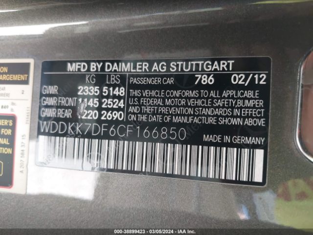 Photo 8 VIN: WDDKK7DF6CF166850 - MERCEDES-BENZ E 550 