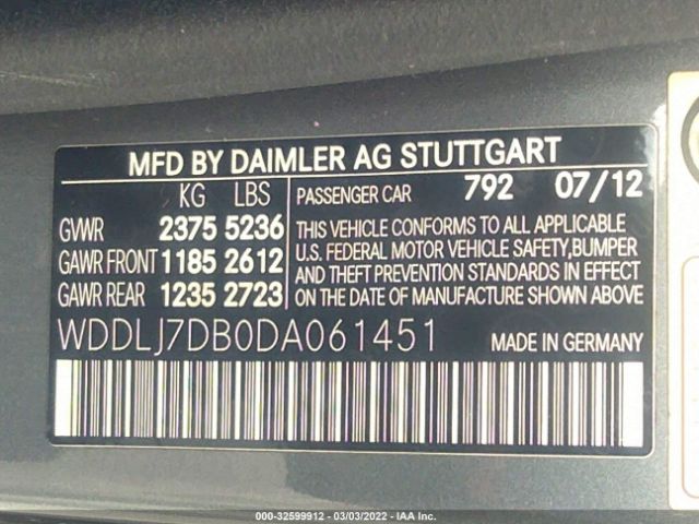 Photo 8 VIN: WDDLJ7DB0DA061451 - MERCEDES-BENZ CLS-CLASS 