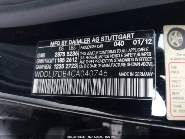 Photo 8 VIN: WDDLJ7DB4CA040746 - MERCEDES-BENZ CLS 550 