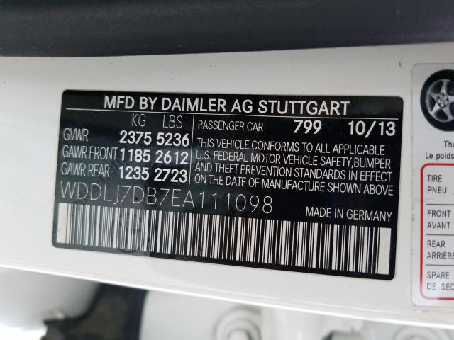 Photo 9 VIN: WDDLJ7DB7EA111098 - MERCEDES-BENZ CLS 550 