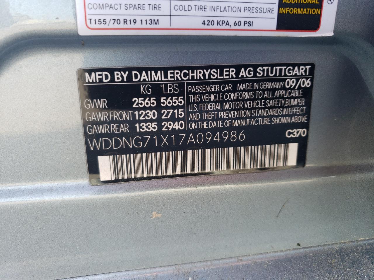 Photo 11 VIN: WDDNG71X17A094986 - MERCEDES-BENZ S-KLASSE 