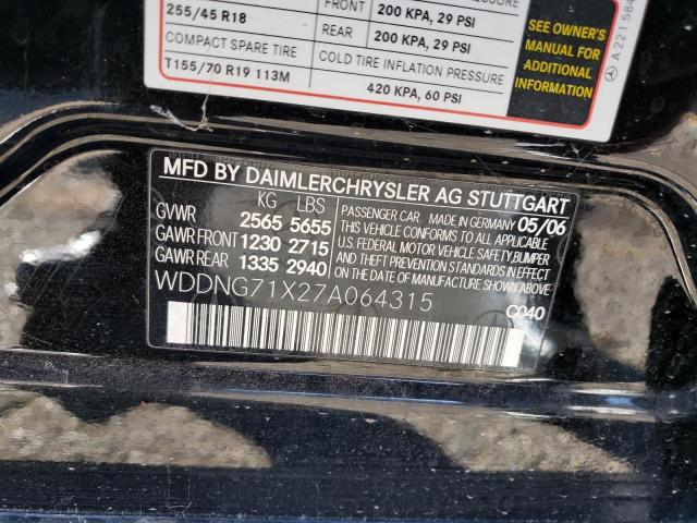 Photo 11 VIN: WDDNG71X27A064315 - MERCEDES-BENZ S-CLASS 