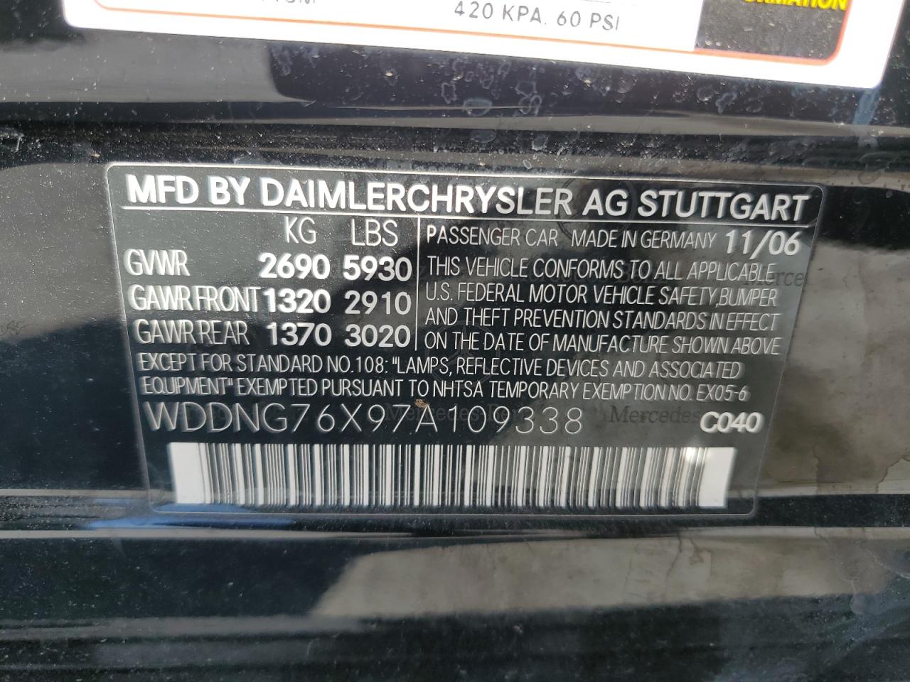 Photo 11 VIN: WDDNG76X97A109338 - MERCEDES-BENZ S 600 