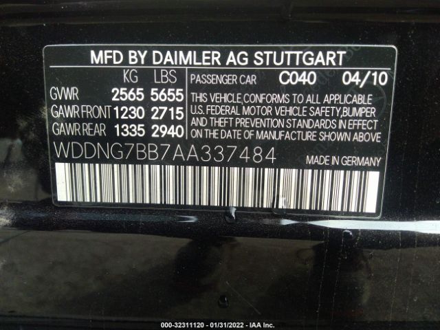 Photo 8 VIN: WDDNG7BB7AA337484 - MERCEDES-BENZ S-CLASS 