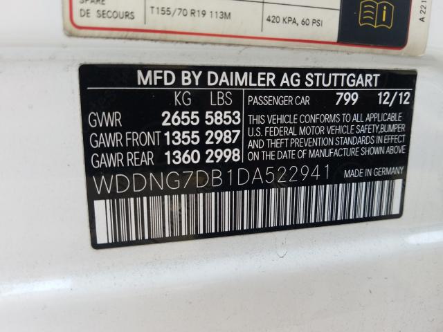 Photo 9 VIN: WDDNG7DB1DA522941 - MERCEDES-BENZ S550 