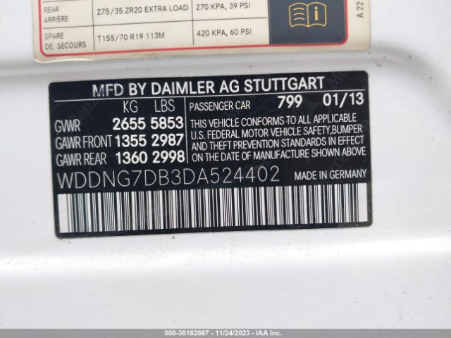 Photo 8 VIN: WDDNG7DB3DA524402 - MERCEDES-BENZ S 550 