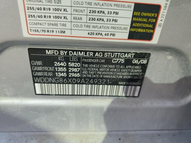 Photo 12 VIN: WDDNG86X09A249321 - MERCEDES-BENZ S 550 4MAT 