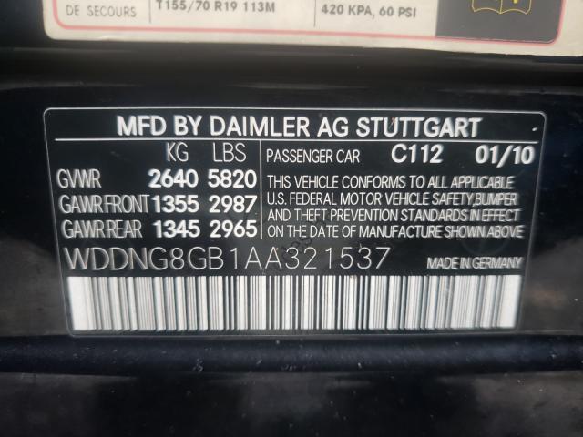 Photo 9 VIN: WDDNG8GB1AA321537 - MERCEDES-BENZ S 550 4MAT 