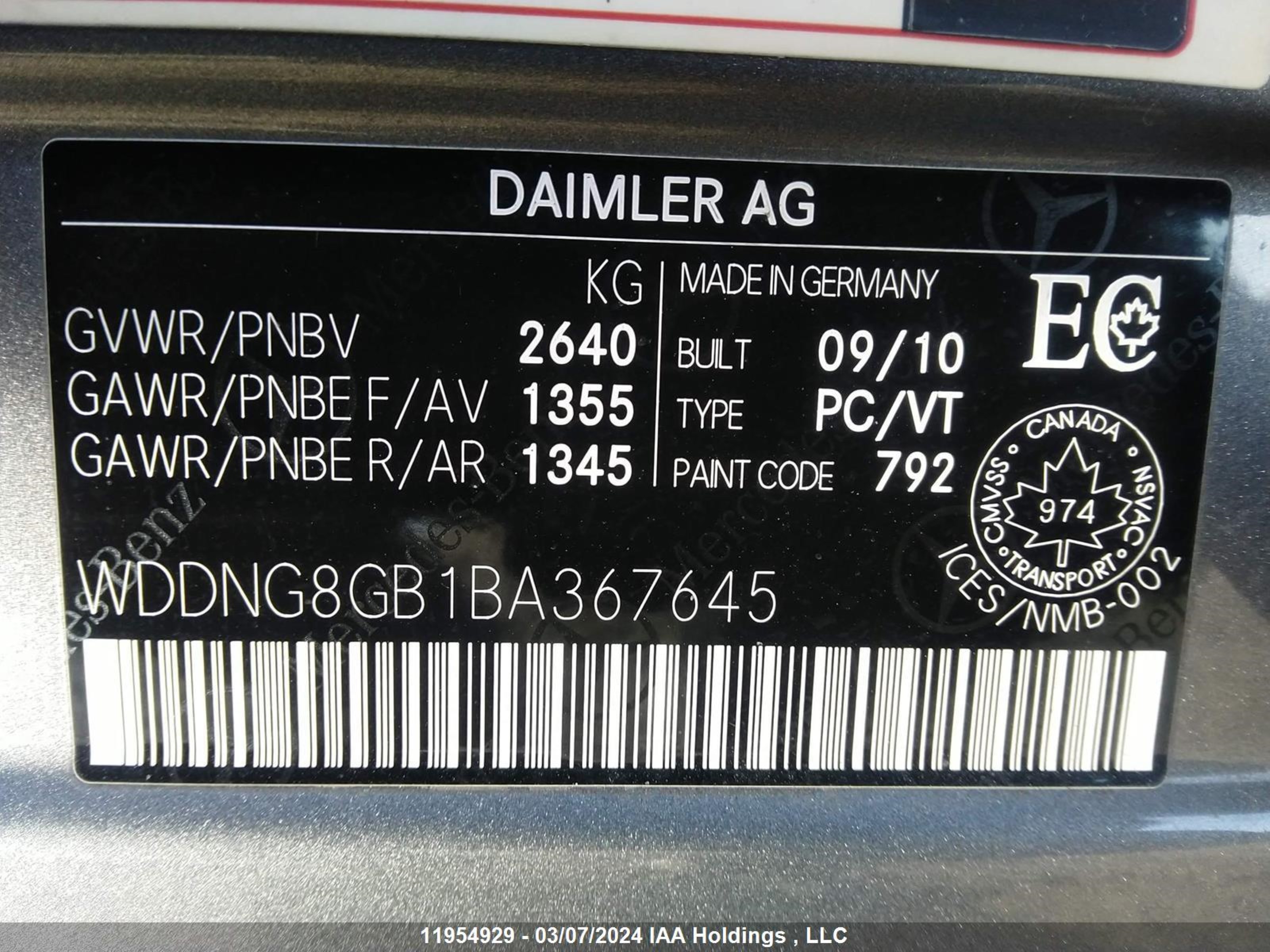 Photo 8 VIN: WDDNG8GB1BA367645 - MERCEDES-BENZ NULL 