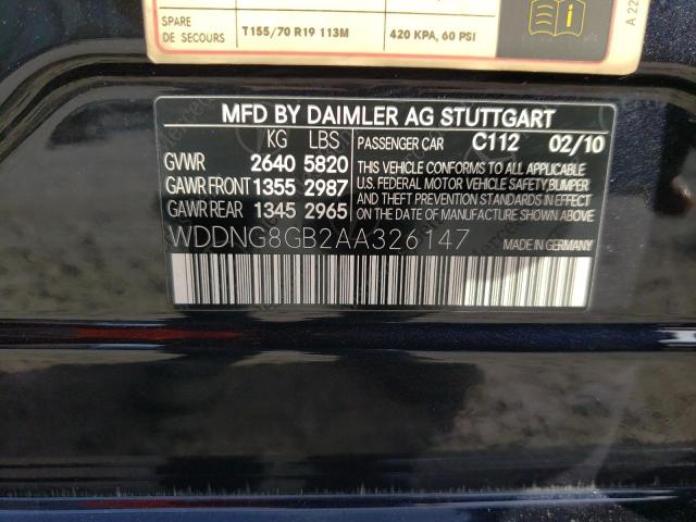 Photo 11 VIN: WDDNG8GB2AA326147 - MERCEDES-BENZ S-CLASS 