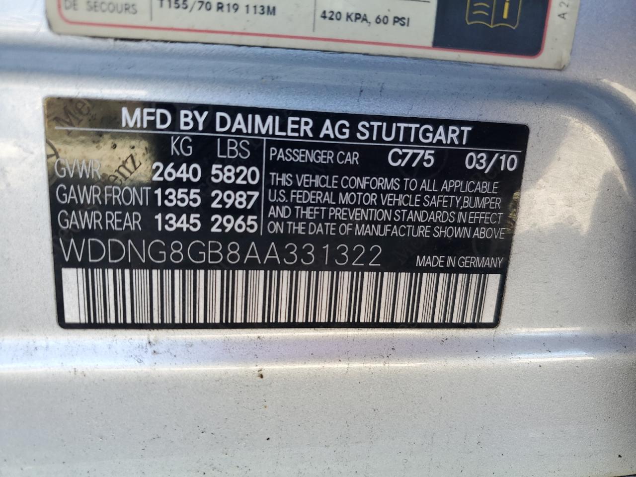 Photo 11 VIN: WDDNG8GB8AA331322 - MERCEDES-BENZ S-KLASSE 